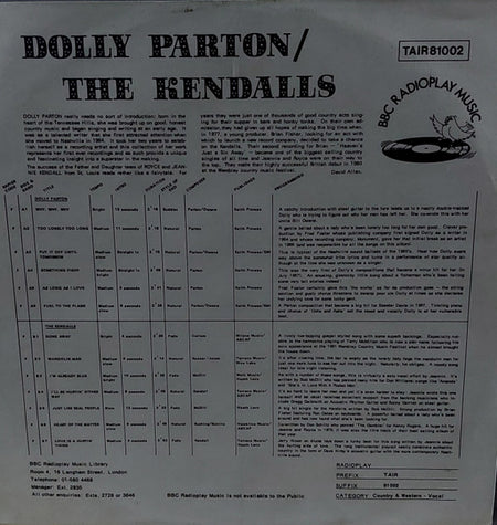 Dolly Parton, The Kendalls : Dolly Parton / The Kendalls (LP, Comp)
