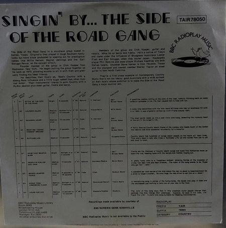 Side Of The Road Gang : Singin' By ... The Side Of The Road Gang  (LP, Album)