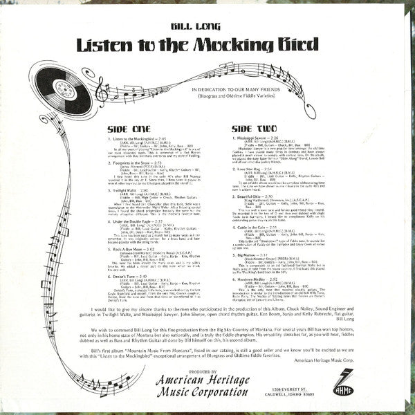 Bill Long (2) : Listen To The Mocking Bird (LP, Album)