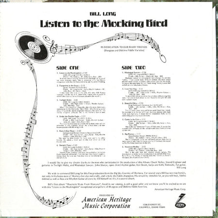 Bill Long (2) : Listen To The Mocking Bird (LP, Album)