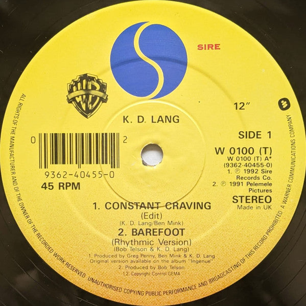 k.d. lang : Constant Craving (12", Single)