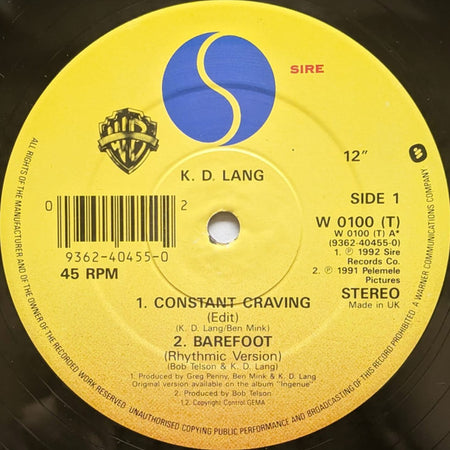 k.d. lang : Constant Craving (12", Single)
