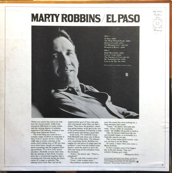 Marty Robbins : El Paso (LP, Album, Pit)