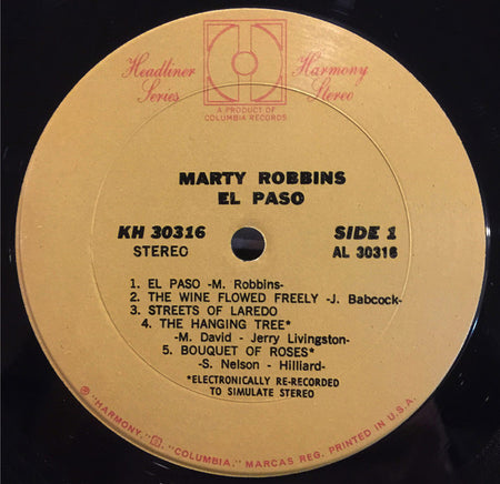 Marty Robbins : El Paso (LP, Album, Pit)