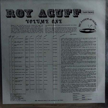Roy Acuff : Volume One  (LP, Album)