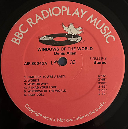 Denis Allen (2) : Windows Of The World (Limerick You're A Lady) (LP, Album)