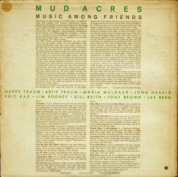 Mud Acres : Music Among Friends (LP, Album, RP)
