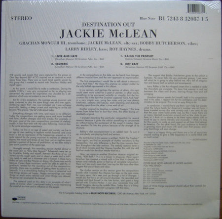Jackie McLean : Destination... Out! (LP, Album, Ltd, RE, RM, 180)