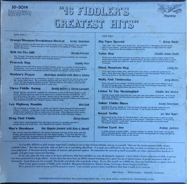 Various : 16 Fiddler's Greatest Hits (LP, Comp)