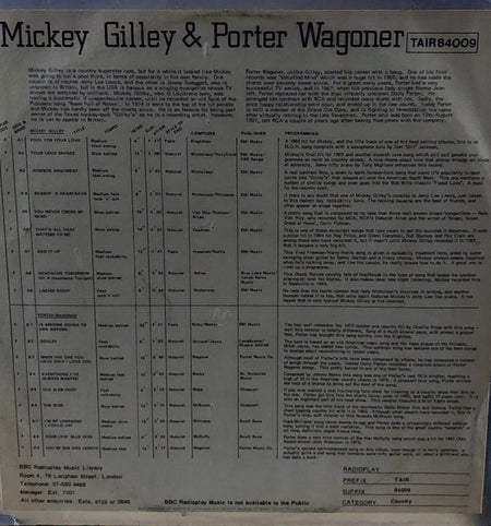 Mickey Gilley ,& Porter Wagoner : Mickey Gilley And Porter Wagoner (LP, Album)