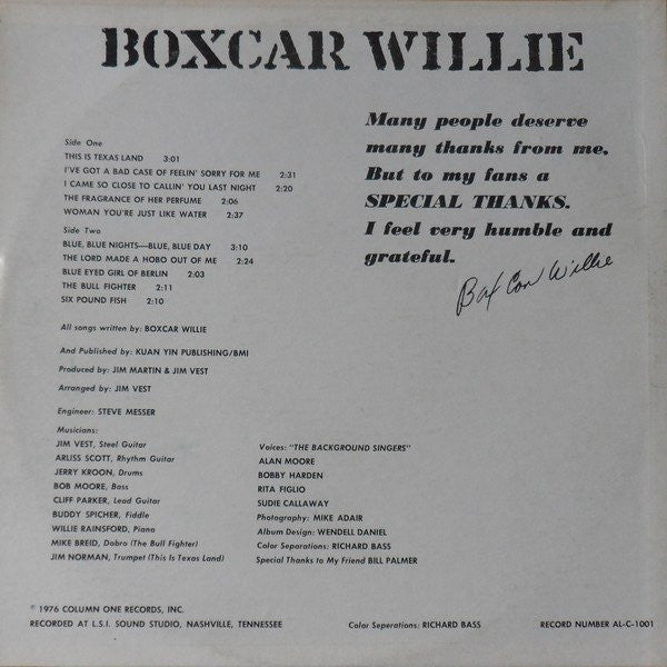 Boxcar Willie : Boxcar Willie (LP, Album)