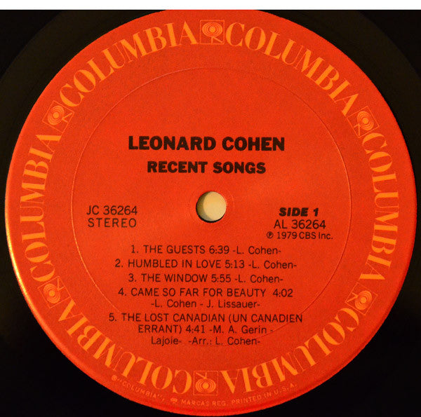 Leonard Cohen : Recent Songs (LP, Album, Ter)