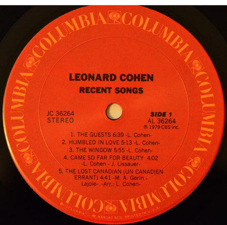 Leonard Cohen : Recent Songs (LP, Album, Ter)