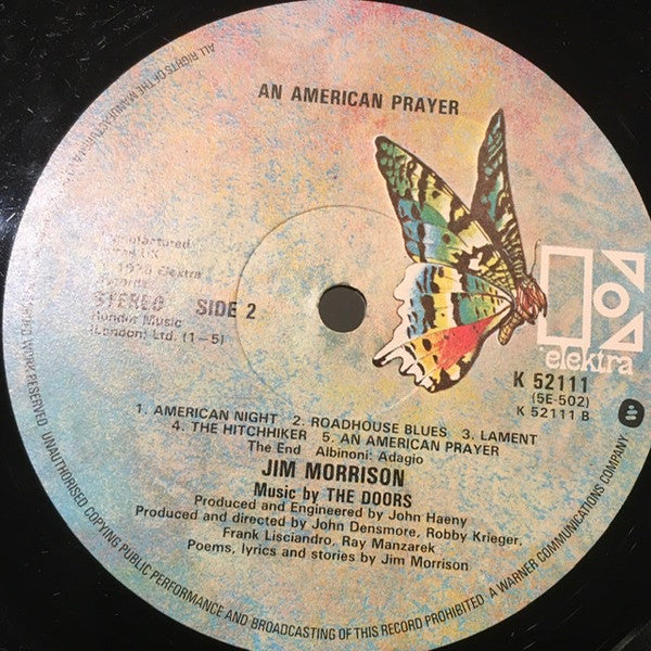 Jim Morrison Music By The Doors : An American Prayer (LP, Album, Gat)