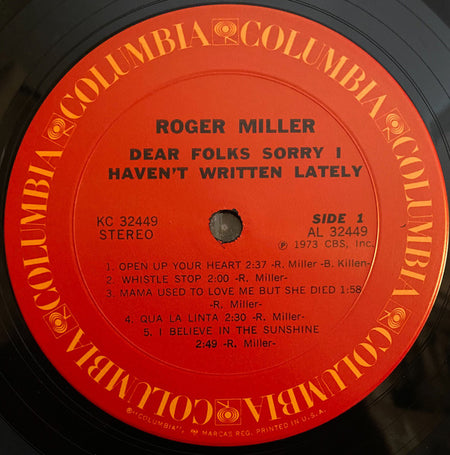 Roger Miller : Dear Folks, Sorry I Haven't Written Lately (LP, Album)