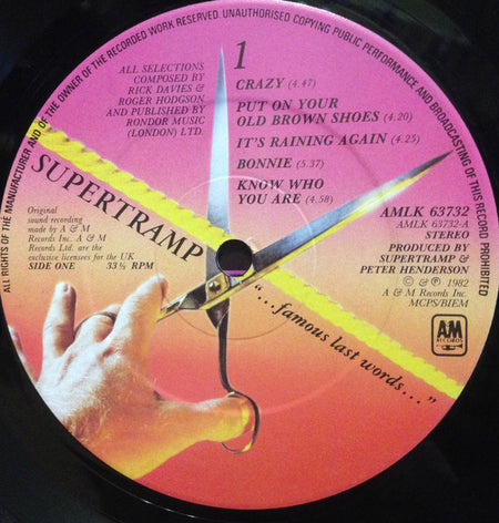 Supertramp : "...Famous Last Words..." (LP, Album)