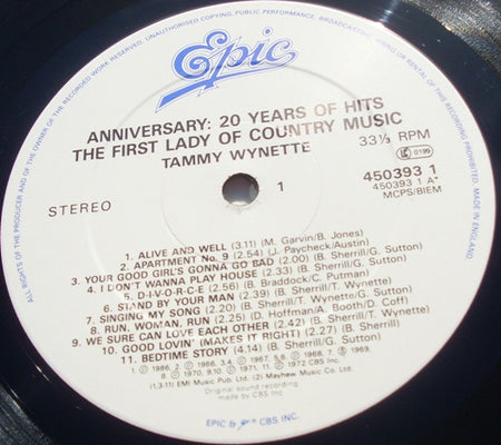 Tammy Wynette : Anniversary: Twenty Years Of Hits (LP, Comp)