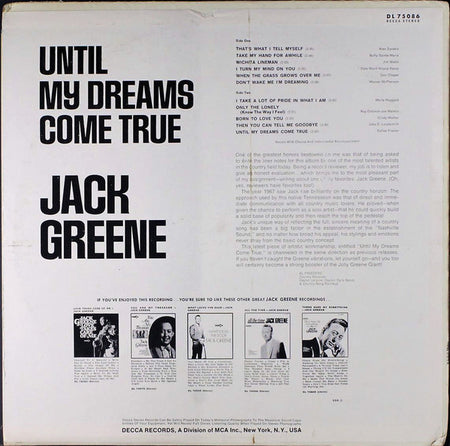 Jack Greene : Until My Dreams Come True (LP, Pin)