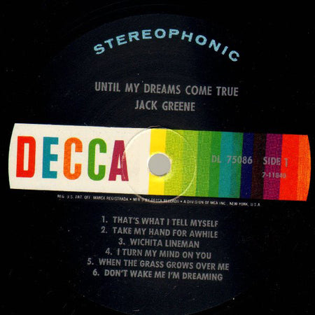 Jack Greene : Until My Dreams Come True (LP, Pin)