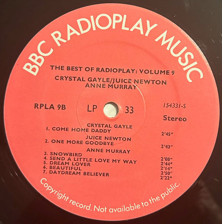 Linda Ronstadt / Emmylou Harris / Crystal Gayle / Juice Newton / Anne Murray : The Best Of Radioplay Volume 9 (LP, Comp, Transcription)