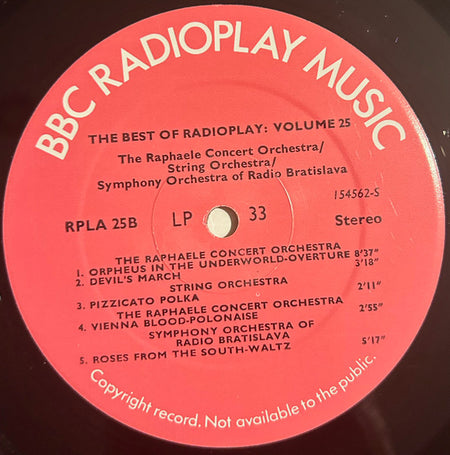 The Raphaele Concert Orchestra / Wiener Promenadenorchester / Munich String Orchestra / Bratislava Symphony Orchestra : The Best Of Radioplay Volume 25 (LP, Comp, Transcription)
