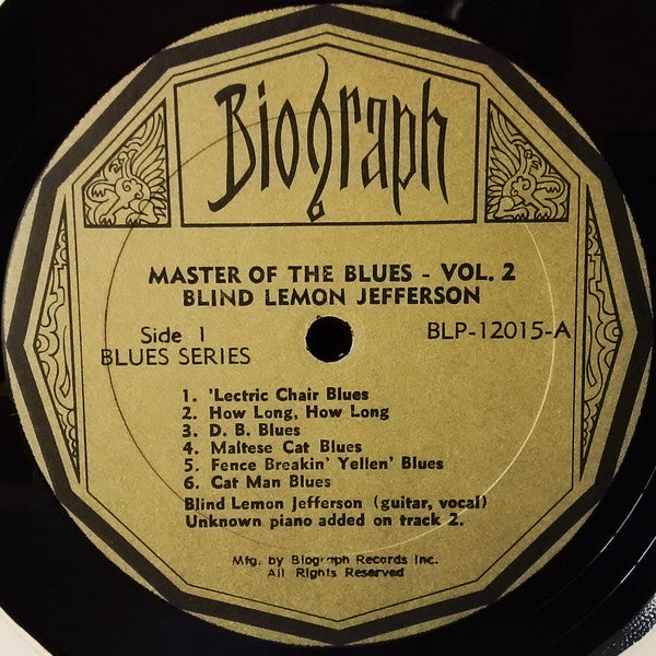 Blind Lemon Jefferson : Master Of The Blues Vol. 2 1926-29 (LP, Comp, RM)