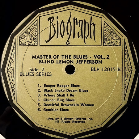 Blind Lemon Jefferson : Master Of The Blues Vol. 2 1926-29 (LP, Comp, RM)