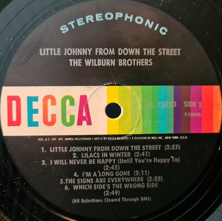 The Wilburn Brothers : Little Johnny From Down The Street (LP, Album)