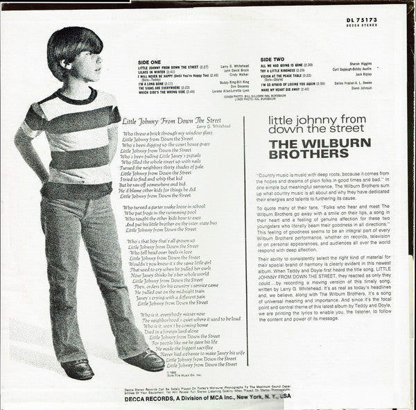The Wilburn Brothers : Little Johnny From Down The Street (LP, Album)