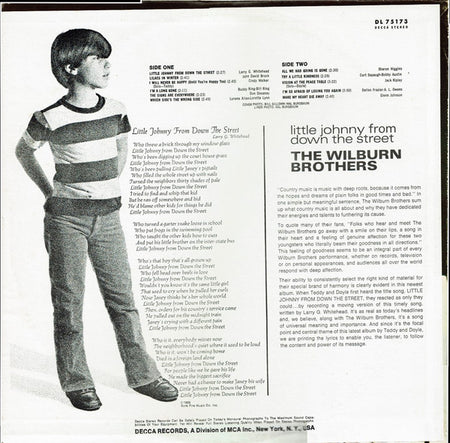 The Wilburn Brothers : Little Johnny From Down The Street (LP, Album)