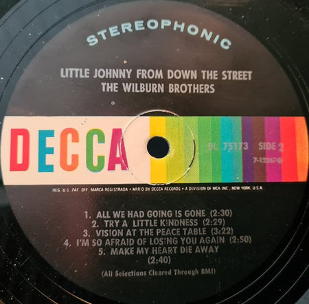 The Wilburn Brothers : Little Johnny From Down The Street (LP, Album)