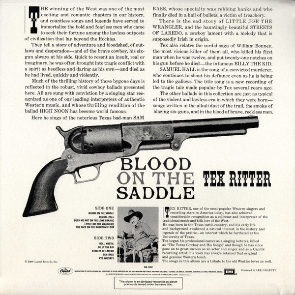 Tex Ritter : Blood On The Saddle (LP, Album, RE)