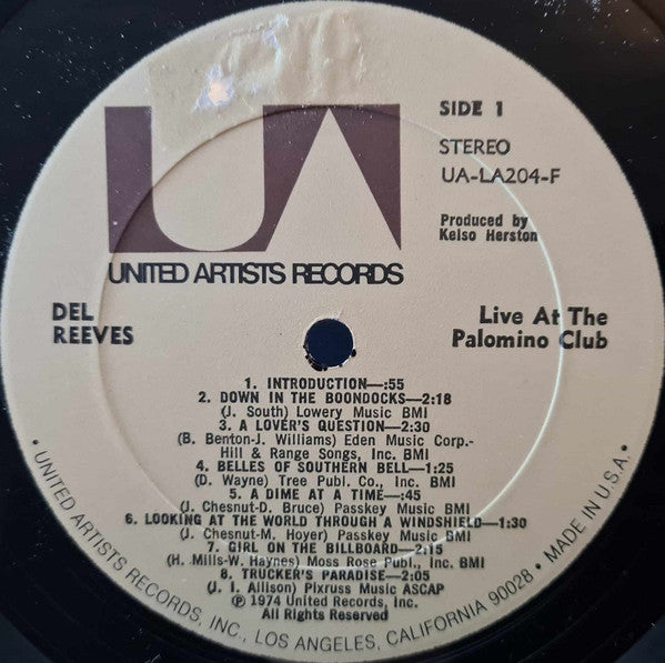 Del Reeves : Live At The Palomino Club (LP, Album)