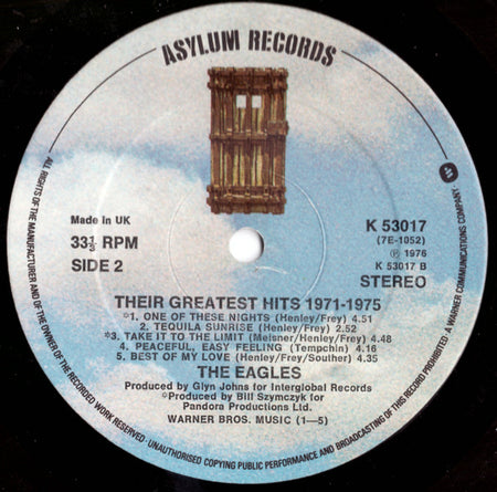 Eagles : Their Greatest Hits 1971-1975 (LP, Comp, Emb)