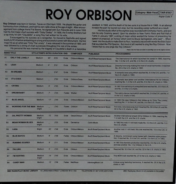 Roy Orbison : Roy Orbison (LP, Comp)