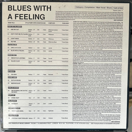 Sonny Boy Williamson (2), Little Walter, Howlin' Wolf, Bo Diddley, Elmore James, John Lee Hooker, Buddy Guy, Willie Mabon, Robert Nighthawk, Lowell Fulson : Blues With A Feeling (LP, Comp, Mono)