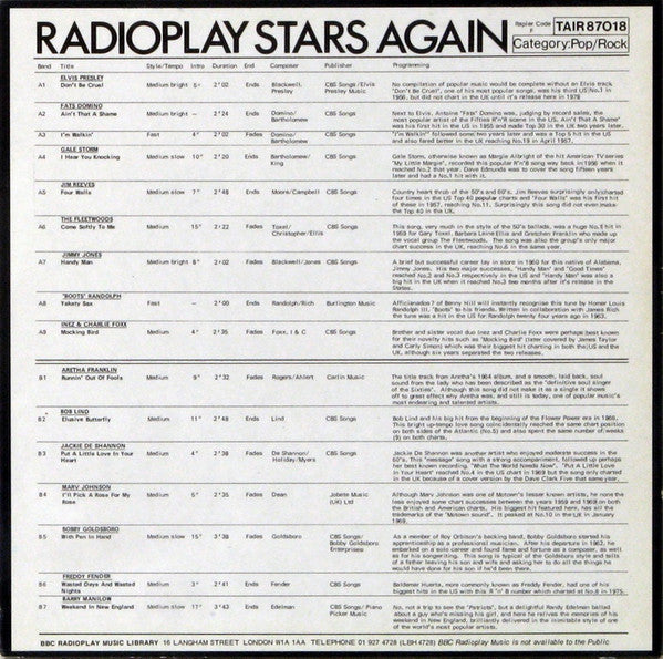Various : Radioplay Stars Again (LP, Comp)