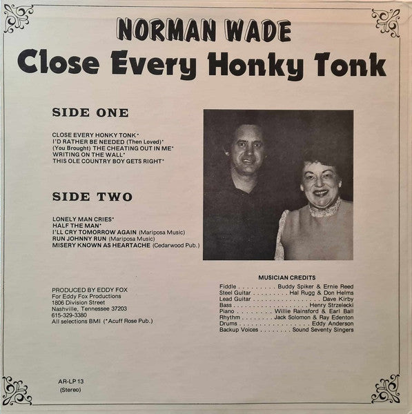 Norman Wade : Close Every Honky Tonk (LP, Album)