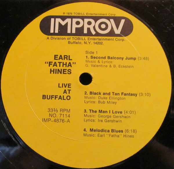 Earl Hines : Live At Buffalo (LP, Album, San)