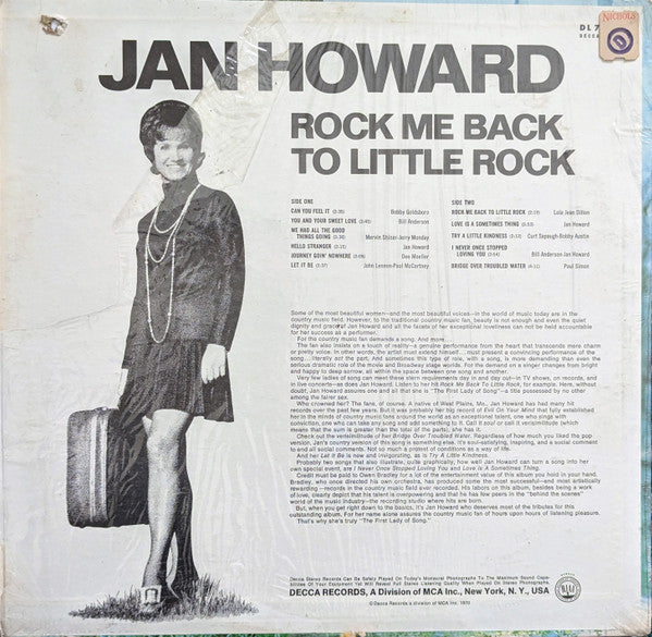 Jan Howard : Rock Me Back To Little Rock (LP, Album, Glo)