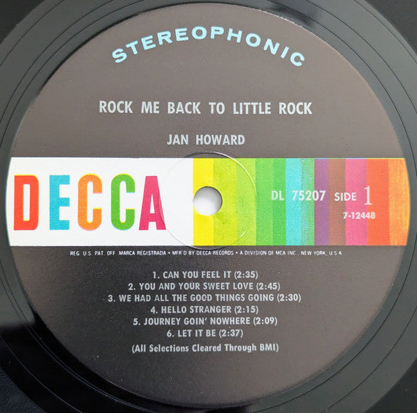 Jan Howard : Rock Me Back To Little Rock (LP, Album, Glo)