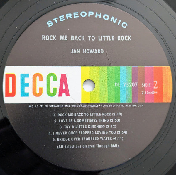 Jan Howard : Rock Me Back To Little Rock (LP, Album, Glo)