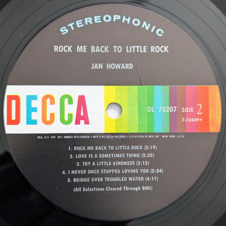 Jan Howard : Rock Me Back To Little Rock (LP, Album, Glo)