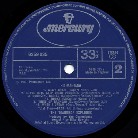 The Teardrop Explodes : Kilimanjaro (LP, Album, Rep)