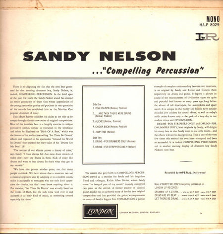 Sandy Nelson : Compelling Percussion (LP, Album, Mono)