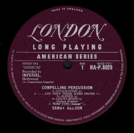 Sandy Nelson : Compelling Percussion (LP, Album, Mono)