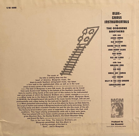 The Osborne Brothers : Bluegrass Instrumentals (LP, RE)