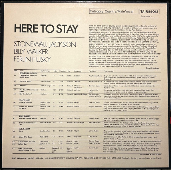 Stonewall Jackson, Billy Walker, Ferlin Husky : Here To Stay (LP, Comp)