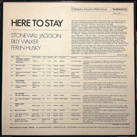 Stonewall Jackson, Billy Walker, Ferlin Husky : Here To Stay (LP, Comp)