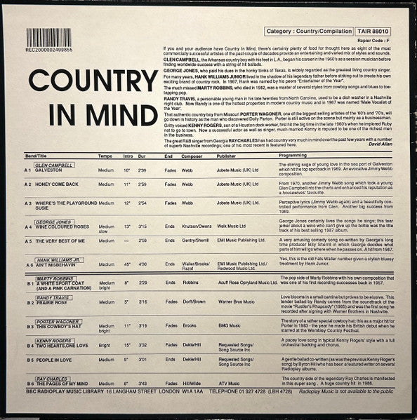 Various : Country In My Mind (LP, Comp)